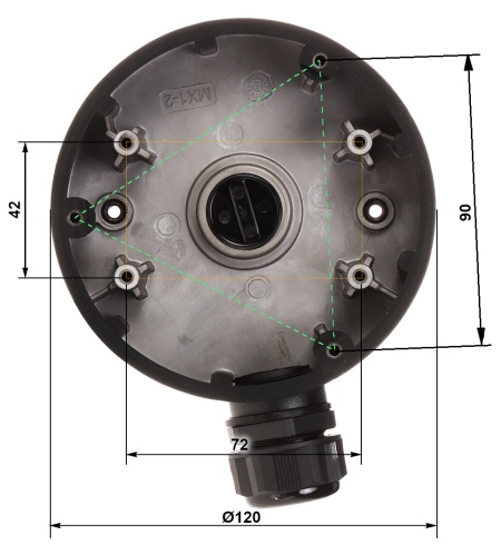 Doza de jonctiune CCTV HikVision DS-1280ZJ-DM46(Black) fabricata din aliaj de aluminiu, culoare neagra, montaj pe perete sau tavan, rezistenta la intemperii, gestionare cabluri camere dome, design robust - Img 2