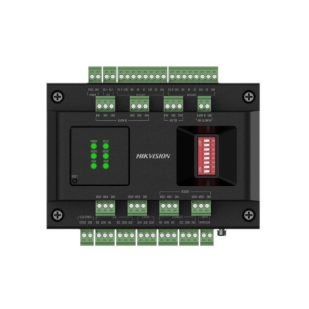 Modul extensie control 2 usi Hikvision DS-K2M002X, comunicare RS-485 (OSDP) sau Wiegand, montaj pe sina DIN, suporta incarcare baterie backup, indicatori LED status alimentare/comunicare/usa, gestionare securizata - Img 2