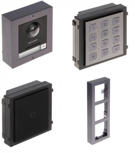 Post exterior HikVision 3 module aparent DS-KD8003-IME1/Surface+DS-KD-M+DS-KD-KP+DS-KD-ACW3