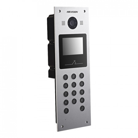 Post exterior videointerfon Hikvision IP DS-KD3003-E6, ecran LCD 3.5 inch, camera 2MP HD, deblocare card M1 si cod PIN, IP65, configurare Web, interfata RS-485 si Wiegand, intrare alarma, alimentare 12VDC - Img 2