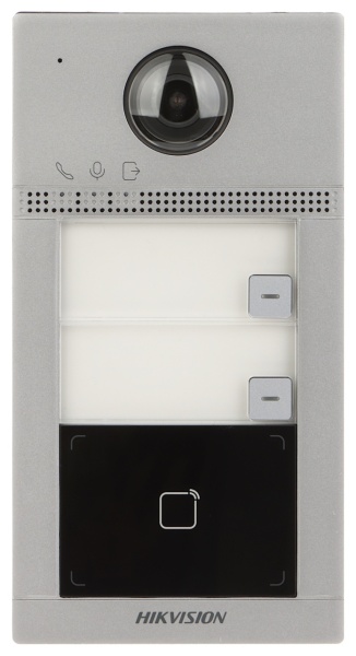 Post exterior videointerfon HikVision Villa 2MP DS-KV8213-WME1, 2 butoane apel, Wi-Fi, cititor card Mifare incorporat, carcasa aliaj aluminiu, protectie IP65 si IK08, alimentare PoE/12V, camera HD cu IR, design metalic - Img 4