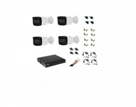 Sistem supraveghere video 4 camere Dahua 8MP 4K , infrarosu 80m, microfon, accesorii incluse