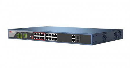 Switch PoE 16 Porturi HikVision DS-3E0318P-E(B), 10/100 Mbps, 2 porturi Gigabit Combo (RJ45/SFP), transmisie Long Range 300m, putere totala 130W, protectie 6KV, porturi VIP pentru video, 8-core Power Supply - Img 3