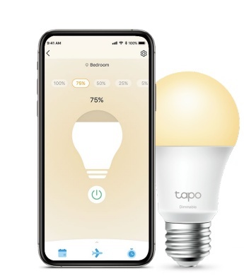 Bec LED inteligent TP‑Link Tapo L510E Wi‑Fi E27, 8.7W, 806 lumeni, 2700K, reglabil, Wi‑Fi 2.4GHz, durata de viata 15.000 ore, unghi fascicul 220°, dimensiuni 115x60 mm, certificari CE si RoHS, control smart prin aplicatie - Img 3