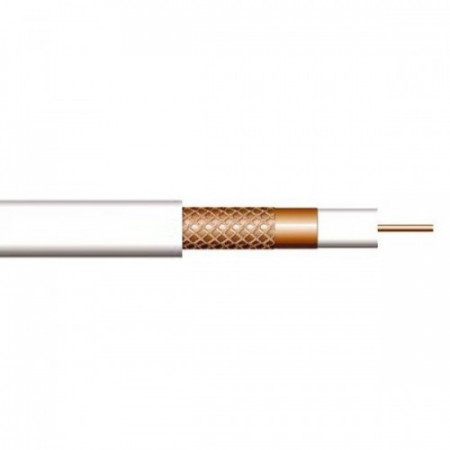 Cablu coaxial RG59 cupru Well RG59-CU/CU-100-WL, conductor central si tresa din cupru, ecranare dubla cu folie aluminiu, manta PVC alba, rola 100m, impedanta 75 Ohm, ideal pentru sisteme de supraveghere CCTV - Img 2