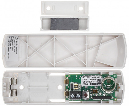 Contact magnetic wireless Paradox DCTXP2W, frecventa 433 MHz, intrare zona suplimentara NO/NC, distanta magnet 10mm, compatibil Magellan si Spectra, protectie tamper, alimentare 2xAAA, culoare alba, garantie 2 ani - Img 3