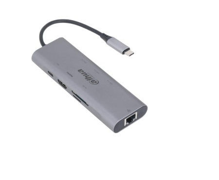 Docking Station USB-C Dahua TC38 8-in-1, USB 3.1 Type-C la 3×USB 3.0, HDMI 4K, RJ45 Gigabit, SD/TF, PD 100W, plug &amp; play, compatibil laptop/tableta/telefon, transfer date 10Gbps, DH-TC38 - Img 3