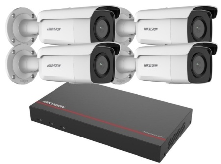 Kit supraveghere 4 camere 2MP, POE bullet, 1TB SSD, 1 NVR 8CH, Hikvision KIT 8CH 4 BULLET 4mm V2