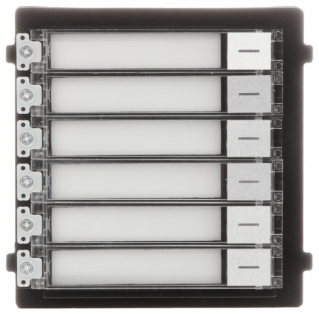 Modul apel cu 6 butoane HikVision DS-KD-KK pentru post exterior modular, etichete nume iluminate, protectie IP65, compensare lumina fundal, instalare facila, ideal pentru blocuri, compatibil seria DS-KD8 - Img 2