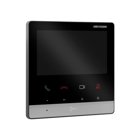 Post interior videointerfon IP Hikvision DS-KH6100-E1, ecran color 4.3 inch, alimentare PoE standard, 4 butoane tactile configurabile, vizualizare camere si post exterior live, microfon si difuzor incorporate, design modern - Img 3