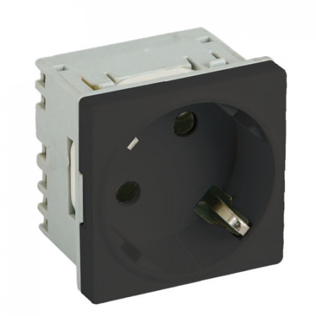 Priza DLX modulara schuko cu impamantare, negru DLX-245-43