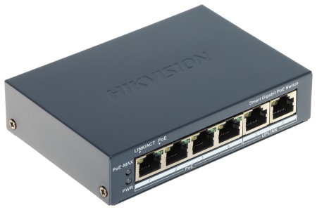 Switch de retea gestionabil HikVision DS-3E1506P-EI/M, 4×Gigabit PoE + 2×Gigabit RJ45, buget PoE 45 W, suport VLAN 802.1Q, PoE watchdog pentru restart camere nefunctionale, STP/RSTP prevenire bucle, detectie cablu, PoE pana la 300 m si protectie supratens - Img 2