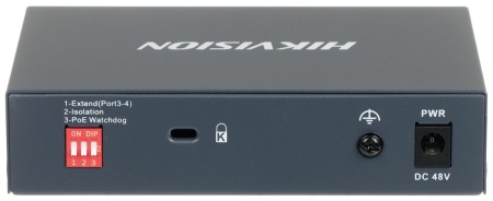 Switch Gigabit HikVision DS-3E0505HP-E Unmanaged, 3 porturi PoE, 1 port Hi-PoE (60W), 1 port Uplink Gigabit RJ45, PoE Watchdog, izolare porturi, mod Extend 300m, protectie 6KV, fanless - Img 4