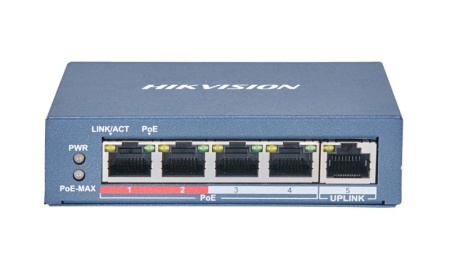 Switch retea HikVision DS‑3E0105P‑E(B), unmanaged cu PoE inteligent, 5 porturi 10/100 Mbps cu alimentare PoE, transmisie PoE pana la 300 m, alimentare adaptiva 8‑core cu pierderi reduse, protectie supratensiune 6 kV - Img 2