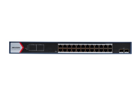 Switch rețea PoE smart managed 26 porturi HikVision DS-3E1726HP-SI-24P2X, 24x Gigabit PoE 370W și 2x 10G SFP+, economisire energie EEE, VLAN, STP/RSTP/ERPS, SNMP, QoS, protecție supratensiune 6kV - Img 2