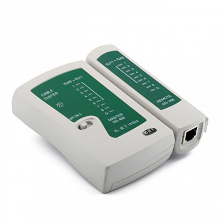 Tester pentru cabluri retea UTP, FTP si telefonie RJ45/RJ11 NSHL469B, verificare continuitate si ordine fire, alimentare baterie 9V, include husa de protectie din PVC, ideal pentru instalatori si diagnosticare retele - Img 4