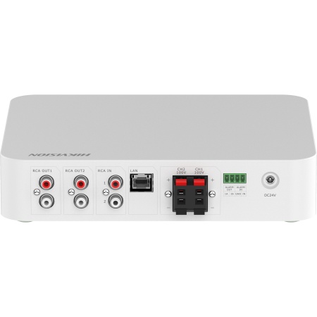 Amplificator IP doua zone 80W Hikvision DS-QAE1A80G1-VB/EU(B), USB/Bluetooth/MIC/RCA intrari, schedule/live/emergency broadcast, alarm linkage, TTS, 80Hz‑20kHz raspuns frecventa, 2 zone, RJ45, 24VDC - Img 3
