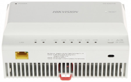Distribuitor videointerfon IP 2 fire HikVision Pro DS-KAD706-S 6 interfete cascadabile, 1 port RJ-45, indicatori LED status, montaj pe sina DIN, alimentare 24VDC, fara functie de alimentare dispozitive, controler sistem hibrid - Img 3