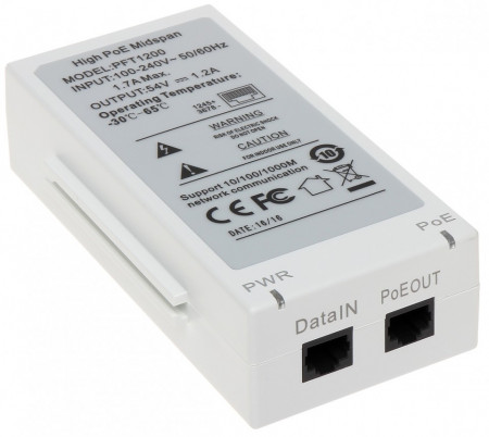 Injector High PoE Dahua DH-PFT1200, viteza Gigabit 10/100/1000 Mbps, putere maxima 60W, ideal pentru camere PTZ sau dispozitive de mare putere, protectie la supratensiune, montaj facil, conexiune stabila si sigura - Img 2
