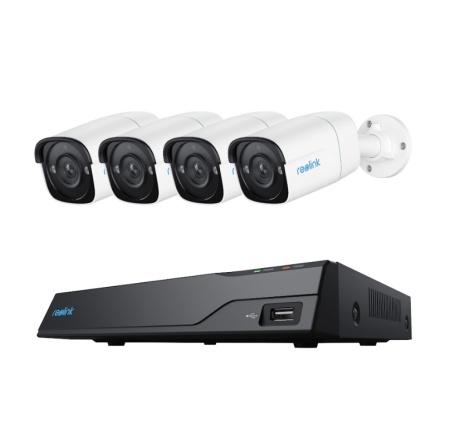 Kit de supraveghere 1NVR cu 8 canale Reolink NVS12W si 4 camere Reolink B400, 12MP rezolutie,Reolink NVS8-5MB4