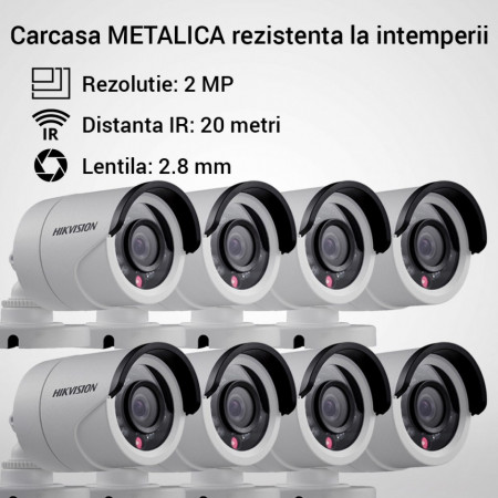 Kit Hikvision CCTV 8 camere bullet TurboHD 2.0MP MK065-KIT15