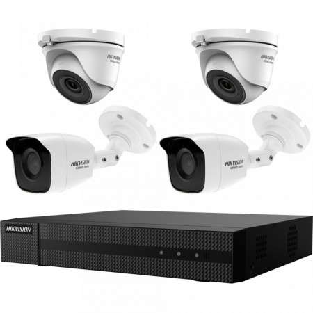 Kit HikVision HiWatch 4 camere 2+2 metalice 4MP IR 40m MK-H020