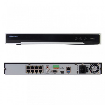 NVR IP HikVision DS-7608NI-I2 Pro Series, 8 canale, rezolutie 4K, decodare pana la 32MP, iesiri video independente HDMI/VGA, 2 sloturi HDD, suporta camere termale, fisheye si people counting, 8 boxe IP - Img 2