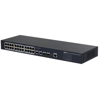 Switch cu management Gigabit Dahua DH-SG4028, 28 porturi (24 porturi RJ45 10/100/1000 Mbps + 4 porturi SFP Gigabit), Web management, suporta STP/RSTP, agregare link LACP, carcasa metalica 1U rackabila - Img 3