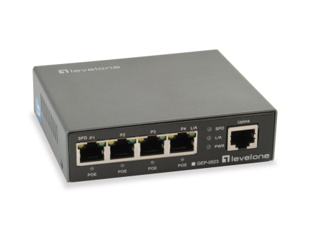 Switch Gigabit PoE Level1 GEP-0523 Unmanaged, 4 porturi PoE+ 802.3at/af, 1 uplink Gigabit, buget putere 60W, arhitectura Store-and-Forward, Flow Control IEEE 802.3x, Plug-and-Play, montaj desktop, fanless - Img 2