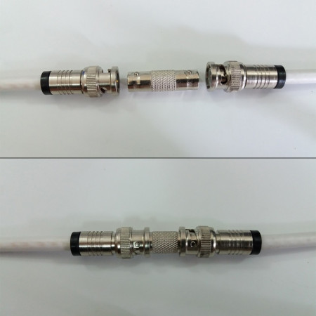 Adaptor BNC mama la BNC mama (I-ul) MK012-BNCMA, impedanta 50 Ohm, fabricat din metal rezistent, conector argintiu pentru prelungirea sau imbinarea cablurilor coaxiale, ideal pentru sisteme de supraveghere si echipamente radio - Img 2
