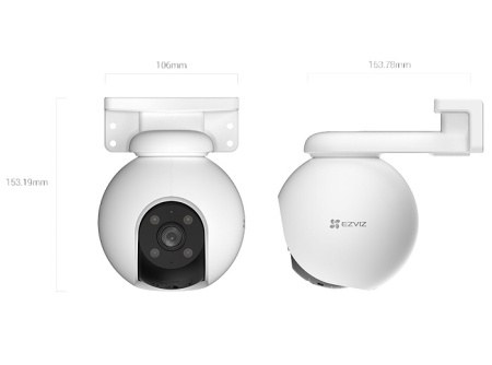 Camera supraveghere IP Wi-Fi Ezviz PT Dome 3MP CS-H8 (3MP,4mm), exterior, Color Night Vision, IR 30m, lentila 4mm, detectie AI persoane si vehicule, auto-tracking, slot card 512GB, Digital WDR, 3D DNR, rezistenta la apa - Img 2