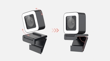 Camera web AI Hikvision 4MP IDS-UL4P/BK, 2K @ 60fps, Auto Framing, focalizare automata SAF, iluminare LED 5 trepte, microfon dual, interfata USB-A/C, trepied inclus, AI Face Beautification - Img 5