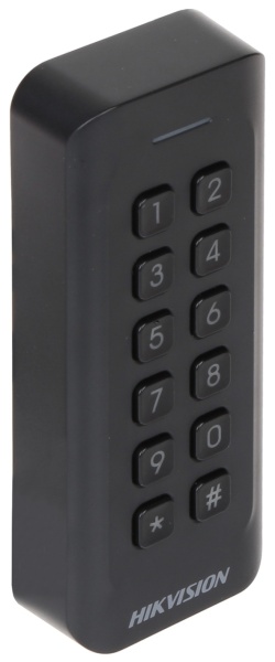 Cititor carduri si tastatura HikVision DS-K1802EK, acces dual EM 125kHz si Mifare 13.56MHz, interfata Wiegand, protectie exterior IP65, beeper integrat, material PC+ABS rezistent, design compact, montaj aparent - Img 2