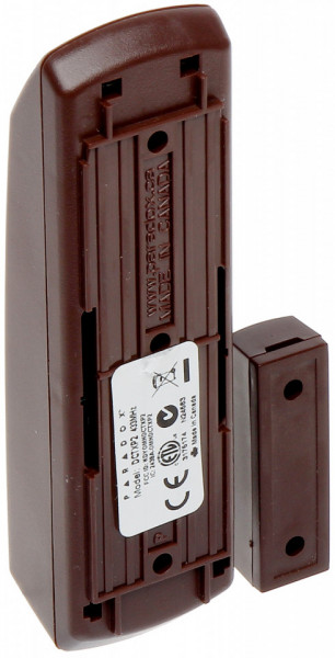 Contact magnetic wireless Paradox DCTXP2BR, frecventa 433 MHz, intrare zona suplimentara NO/NC, distanta magnet 10mm, compatibil Magellan si Spectra, protectie tamper, alimentare 2xAAA, culoare maro, garantie 2 ani - Img 2