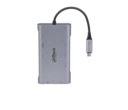 Docking Station USB-C Dahua TC39 9-in-1, USB 3.1 Type-C la 3×USB 3.0, HDMI 4K, VGA FHD, RJ45 Gigabit, SD/TF, PD 100W, plug &amp; play, compatibil laptop/tableta/telefon, transfer date 10Gbps, DH-TC39 - Img 2