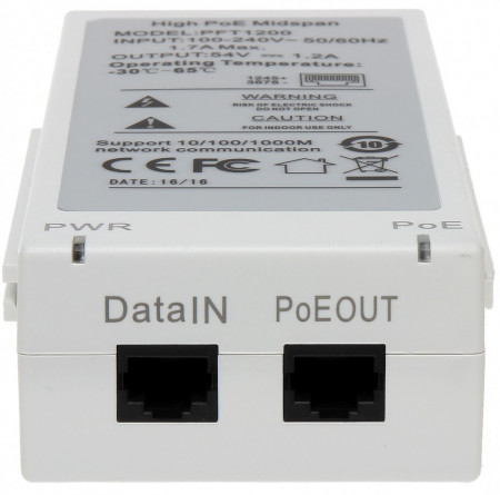 Injector High PoE Dahua DH-PFT1200, viteza Gigabit 10/100/1000 Mbps, putere maxima 60W, ideal pentru camere PTZ sau dispozitive de mare putere, protectie la supratensiune, montaj facil, conexiune stabila si sigura - Img 3