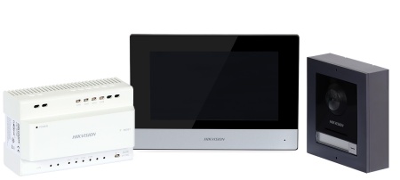 Kit videointerfon IP Hikvision DS-KIS702Y pe 2 fire pentru vila, ecran tactil 7 inch, control prin aplicatia Hik-Connect, post exterior DS-KD8003Y-IME2, distribuitor video si sursa, card TF 16GB inclus, montaj aparent - Img 2