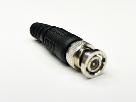 Mufa BNC tata cu fir metalic flexibil MK005-BNCFM, impedanta 50 Ohm, fabricata din metal rezistent, conector argintiu pentru conexiuni rapide in sisteme de supraveghere video CCTV, montaj usor si transmisie semnal stabila - Img 2