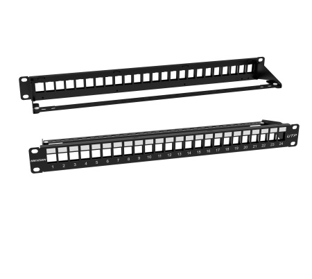 Panou cablare retea 24 porturi HikVision DS‑1CP0U24‑1U, rack 1U, otel rece de inalta densitate, suport pentru jachete keystone, design extractie frontala, instalare si mentenanta usoara, compatibil standard - Img 2