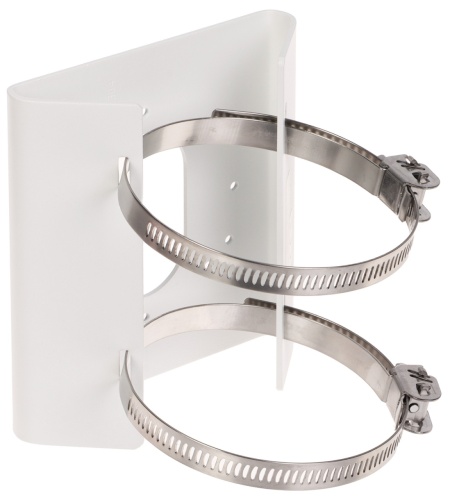 Suport montaj pe stalp vertical HikVision DS-1275ZJ-S-SUS, material otel inoxidabil SUS304, culoare alb, design robust pentru camere supraveghere, rezistent la coroziune, fixare cu bride metalice - Img 3