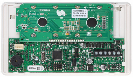 Tastatura LCD Paradox K656, butoane capacitive Touch Sense, 32 caractere, compatibila Digiplex EVO48 si EVO192, 1 intrare zona, 1 iesire PGM, 14 taste actiune rapida, afisare memorie evenimente, meniu programabil - Img 3