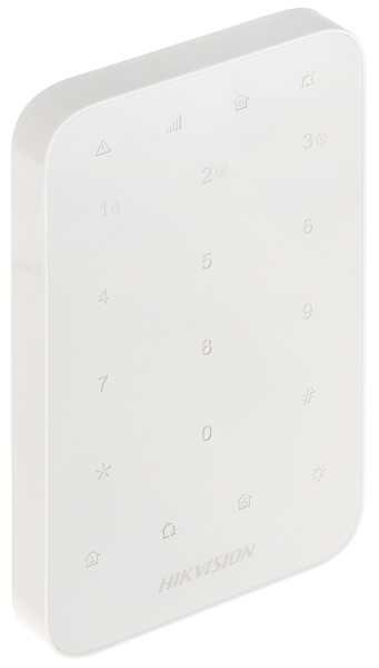 Tastatura LED wireless HikVision DS-PK1-E-WE, frecventa 868MHz, butoane tactile cu iluminare, functii armare Stay/Away si dezarmare, alarme de urgenta (foc, panica, medical), comunicare bidirectionala AES-128, baterie inclusa, AX PRO - Img 2