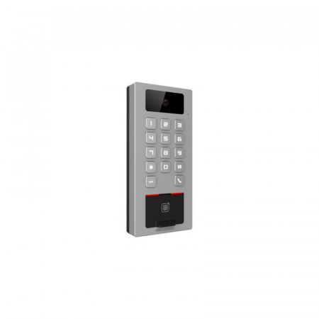 Terminal control acces IP HikVision DS-K1T502DBFWX-C hibrid cu functie videointerfon SIP, cititor amprenta, Wi-Fi, autentificare card si PIN, protectie IP65 si IK09, carcasa aliaj zinc, suporta SD card 256GB, Wiegand, RS-485 - Img 2