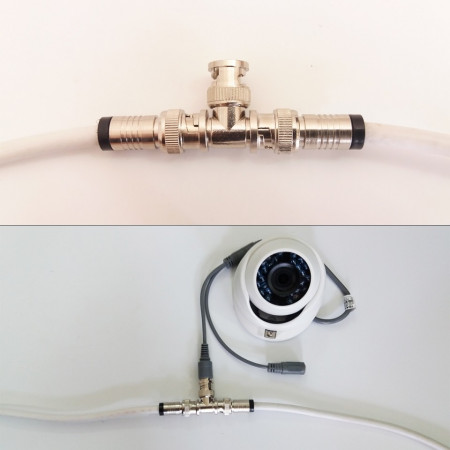 Adaptor BNC tip T MK007-BNCX2, conector 1 x BNC tata la 2 x BNC mama, fabricat din metal rezistent, finisaj argintiu, permite divizarea semnalului video fara pierderi de calitate, utilizat in sisteme de supraveghere CCTV si laborator - Img 2