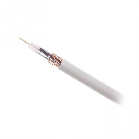 Cablu coaxial RG6 Alien TZS-64A-W, conductor din otel cuprat, dubla ecranare cu folie de aluminiu si tresa Al-Mg, izolatie PE expandat si manta PVC alba, ideal pentru TV si supraveghere video, rola 100 metri - Img 3