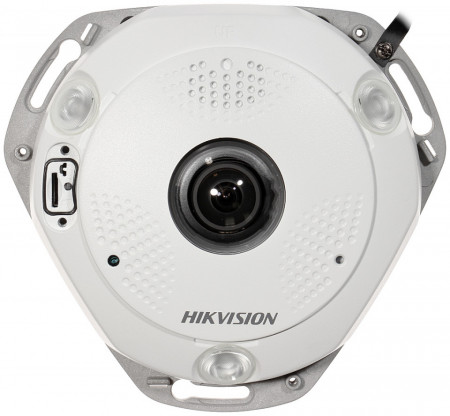 Camera supraveghere IP HikVision fisheye 12MP DS-2CD63C5G0-IVS(1.29mm) DeepinView, lentila Immervision, IR 15m, Heatmap, moduri multiple dewarping, microfon si difuzor incorporat, audio bidirectional, slot card - Img 5
