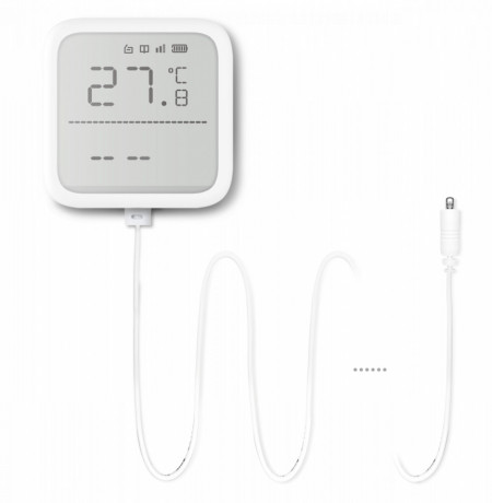 Detector de temperatura si umiditate wireless Hikvision DS-PDTPH-E-WE, AX PRO, ecran LCD, sonda externa inclusa, 868 MHz, criptare AES-128, monitorizare prin aplicatie, design modular, tehnologie anti-bruiaj - Img 2