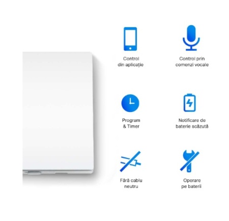 Intrerupator inteligent simplu TP‑Link Tapo S210 Wi‑Fi, 1 modul, incastrat, actionare clapeta, control de la distanta, programabil, amperaj 4A, culoare alb, material plastic, dimensiuni 87.1x41x86 mm, continut pachet inclus baterii si suruburi - Img 3