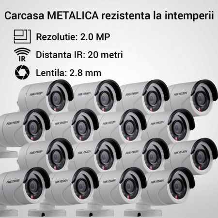 Kit Hikvision CCTV 16 camere bullet TurboHD 2.0MP MK068-KIT18