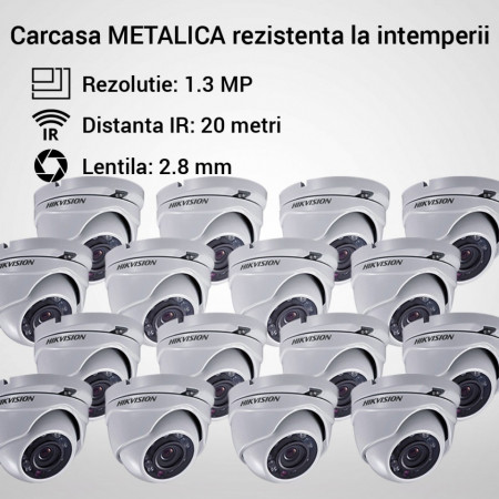 Kit Hikvision CCTV 16 camere dome TurboHD 1.3MP MK057-KIT07